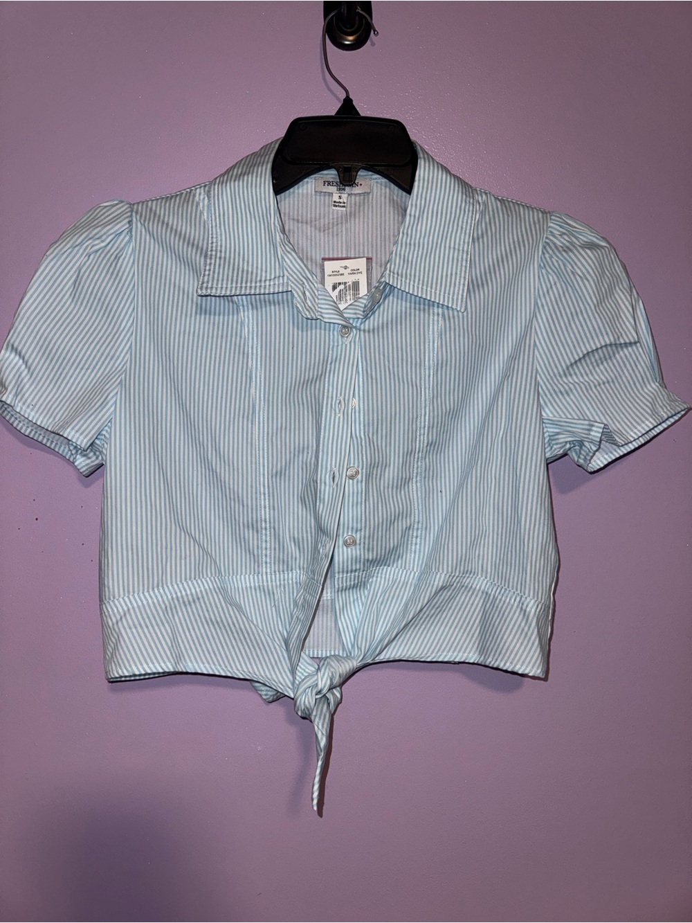 Light Blue & White Striped Button-Up Shirt